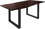 MASSIVMOEBEL24.DE Vaba vormiline 3-suunaline laud akaatsiapuidust - pruuniks lakitud | U-jalad antratsiitmatt | 220 x 100 x 76 cm | Massiivpuidust laud S&ouml;&ouml;gilaud s&ouml;&ouml;gilaud