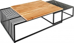 Riess Ambiente Architecture kohvilaud 90 cm naturaalne akaatsiapuit must kivivineer metallist k&uuml;ljelaua riiul 2 tk.