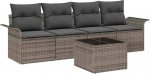 5-teilige Garten Diivan Set mit Kissen Grau Poly Rattan, 2-Sitzer Garten Diivan mit Stauraum & Kissen Grau Poly Rattan Gartenlounge Model3353898