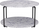 HOMCOM Madal &uuml;mmargune laud riiuliga M&otilde;&otilde;tmed L&auml;bim&otilde;&otilde;t 80 x 45 cm puitlaastplaat Marmori imitatsioon Valge metall Must