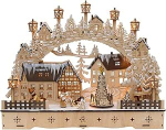 Dekohelden24 ***LED puidust k&uuml;&uuml;nlakaar liikuva j&otilde;ulupuuga, motiiv: j&otilde;uluvana ja lumelapsed, L/B/H umbes 45 x 12 x 35 cm, aku v&otilde;i adapteriga t&ouml;&ouml;tav.