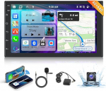 4G 64G podofo Octa-Core 7-tolline Android autoraadio 2 Din Wireless Carplay Android auto Bluetooth puuteekraaniga, autostereo GPS navigatsiooniga + AHD tagurduskaamera HiFi/RDS/FM raadio DAB+, peegel