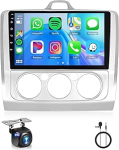 4+64G traadita Carplay Android autoraadio Ford Focus Mk2 Mk3 Exi MT 2 3 2004-2011 9-tolline autoraadio Android auto GPS peeglilink Bluetooth FM/RDS/DAB/DVR/EQ/USB roolijuhtimispuldiga tagurdamine
