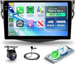 4G + 128G Rimoody Android Autoradio Toyota RAV4 2007-2012 9-tolline HD Wireless Carplay autoraadio koos Android auto navigatsiooniga GPS peeglilink Bluetooth WiFi FM/RDS/EQ roolijuhtimine tagurdamine