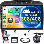 4G + 64G juhtmevaba Carplay Android Autoradio 2 DIN Peugeot 308/408 2007-2015 9-tolline autoraadio koos Android auto navigatsiooniga GPS WiFi Mirror Link Bluetooth FM / RDS raadio 32 EQ rooliseadme juhtimisega