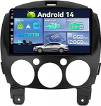 SXAUTO Android 14 - [Sisseehitatud 4G / DAB] - 6G + 128G - Autoradio Mazda 2 (2007-2012) - Sisseehitatud Carplay/Android auto - Kaamera + MIC - DSP 360-CAM roolijuhtimispult Fast Boot HDMI - 2 DIN IPS 9