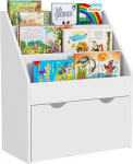 AIYAPLAY Children's Book Shelf 3-8 Years 3 Shelves with Lower Drawer, MDF Wooden Toy Shelf, 62.5 x 30 x 70 cm, White