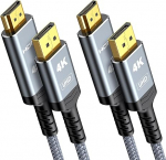 Highwings 4K DisplayPort-HDMI kaabel 1,8 m Pack of 2, DP-HDMI &uuml;henduskaabel &uuml;hesuunaline nailonist punutud DisplayPort-HDMI &uuml;henduskaabel monitorile, telerile, projektorile, s&uuml;learvutile, arvutile, AMD, NVIDIA-le