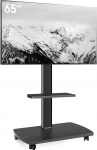 AOKCOS TV Stand Rollable with Wooden Shelf, TV Stand on Wheels for 32-65 Inch TVs, TV Floor Stand, reguleeritava k&otilde;rgusega, p&ouml;&ouml;rlev, kuni 40 kg Max. VESA 400 x 400 mm (must)