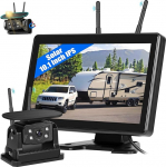 CAMECHO p&auml;ikesepoolne tagurduskaamera traadita 10,1-tollise monitori puuteekraaniga, 10000 mAh magnetiline 720P traadita kaamera IP68 veekindel &ouml;ine n&auml;gemine 320 ft max auto 12-36 V, haagissuvila, haagissuvila, maasturiga