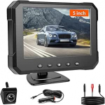 Tagurduskaamera komplekt HD 5-tollise monitoriga, IP68 veekindel &ouml;ise n&auml;gemise laia nurga tagurduskaamera koos tagurdusabiga, DC 12V-24V kaubiku, auto, maasturi, veoauto jaoks