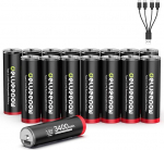 Delyeepow AA patareid liitium akud USB C, 1,5 V 3400 mWh USB laetav AA patareid 1500 ts&uuml;kli pakend 16-st
