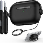 R-fun kaitse&uuml;mbris, mis &uuml;hildub Apple Airpods Pro (2023/2022/2019, 2./1. Gen), (USB C/Lightning kaabel), muusikak&otilde;rvaklappide k&otilde;rvaklappide &uuml;mbris koos turvalukuga ja puhastuskomplektiga, must