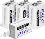 CITYORK 9V laetav aku 9V plokk akud 650mAh Li-Ion koos USB kiirlaadimiskaabliga klaviatuurile, mikrofonile, suitsuandurile - 4 tk.