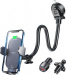 APPS2Car 15W Qi mobiiltelefoni hoidja auto laadimisfunktsiooniga, mobiiltelefoni hoidja auto induktiivne laadimine iminapakett tuuleklaasi ventilatsiooni jaoks, traadita autolaadija iPhone 14/13/12 Pro Max jaoks