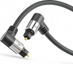 sonero&reg; Premium optisches Toslink kaabel, 5,00m, kuldsed kontaktid, 2 x 90&deg; pistikud, 360&deg; p&ouml;&ouml;ratav, must
