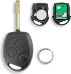 433 MHz Ford ID63 kiip Ford Fiesta Mk6 v&otilde;tmele Ford C-Max Focus MK2 Fushion Galaxy Mondeo S-Max 3 nupuga kaugjuhtimispuldi v&otilde;ti koos v&otilde;tmehoidjaga