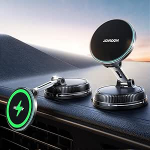 JOYROOM Magsafe Car Mount koos laadimisfunktsiooniga 15 W, vaakum ja tugevaim geelist mobiiltelefoni hoidja auto laadimisfunktsiooniga, 360&deg; p&ouml;&ouml;rlev ja kokkupandav laadija magnetiline mobiiltelefoni hoidja auto jaoks