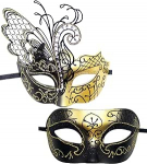 OIDEA Veneetsia mask paaridele: 2 tk paaride maskeerimine seksika pitsimaskiga Must silmamask kost&uuml;&uuml;m karneval Cosplay Party Masquerade meestele ja naistele, plastikust