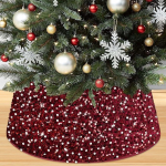 PATYDEST J&otilde;ulupuu krae Burgundia Paelused J&otilde;ulupuu seelik Samet Glitter Maroon puu krae Veini punane puu baasi kate Rustic j&otilde;ulupuu krae puu Stand krae krae