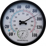 Au&szlig;enthermometer, Hygrometer, analoog, rund, f&uuml;r Zifferblatt, Temperatur- und Luftfeuchtigkeitsmesser f&uuml;r Terrasse, Garten, Garage, -40 &deg;C bis 60 &deg;C Wettermonitor (schwarz)