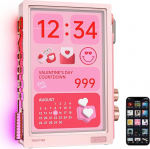 Divoom Times Frame - l&auml;bipaistev digitaalne pildiraam (10,1-Zoll) koos WLAN ja 64 GB, IPS-Display mit Schweb-Effekt und RGB-Drehknopf, 400+ Zifferbl&auml;tter, Widgets und Pixel-Art-Community (rosa)