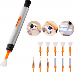 K&F Concept Cleaning Kit, 5-in-1 Cleaning Pen Compatible with APS-C Cameras, Mobile Phones, Airpods, Headphones, DSLR, Smartphones, Cleaning Pen, Microfibre Swab 24 mm x 6, Flocked Sponge Stick x 3,