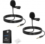 NEEWER CM5 Lav mikrofon (2 tk) 1,2 m juhtmega klamber Lavalier Lapel Omnidirectional Capacitor 3,5 mm TRS mini mikrofon, mis &uuml;hildub DJI saatja kaamera Rode Wireless GO II 2, 1 x puhastus