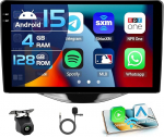 4+128G autoraadio Toyota Aygo Peugeot 108 Citroen C1 2015-2020 Android 15 koos 9-tollise sisekraaniga, mis toetab traadita Carplay ja Android Car Mirror Link raadio FM/RDS GPS WiFi BT SWC