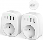 2 Pack Travel Adapter Jaapan, 5-in-1 EL-Jaapan adapter pistikupesa 2 USB C ja 2 USB A, reisiadapter reisipistik A-t&uuml;&uuml;pi JP, USA, Tai, Hiina, Kanada jaoks