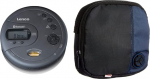 Lenco CD-300 - kaasaskantav CD m&auml;ngija Walkman - Bluetooth Diskman - 2 x 2000 mAh aku - k&otilde;rvaklapid - Micro USB laadimiskaabel - must & Hama CD m&auml;ngija &uuml;mbris Discmanile ja 3 CD-le, must/sinine