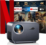 VGKE Smart Projector 4K kodukino, [Netflix Official & Auto Focus] 1100 ANSI Lumen Full HD 1080p WiFi6 Bluetooth projektor Dolby Audio, automaatne Keystone Correction projektor mobiiltelefoni jaoks