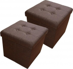 Natsen Bench Storage Box with Storage Space Stool Foldable Load Capacity up to 300 kg Linen 38 x 38 x 38 cm (Dark Brown)