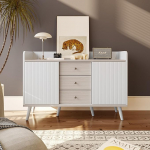 BTM Sideboard with Three Drawers, Exquisite Grain for Bedroom and Living Room, Modern Wood Colour with Storage Shelves. H80/L117.5/D40 cm