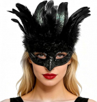 Veneetsia mask meestele ja naistele, maskeerimismask, must sulgede mask, Veneetsia kost&uuml;&uuml;mimask, n&auml;omask glitteri ja sulgedega karnevali Halloweeni peo kost&uuml;&uuml;miks