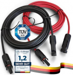 P&auml;ikesekaabel 4 mm&sup2; P&auml;ikesepaneelide pikenduskaabel pistikupesade ja pistikutega Koos 0% k&auml;ibemaksuga Vastavalt &sect; 12 l&otilde;ige 3 UStG (1-30 m, 4 mm&sup2;) PV-kaabel P&auml;ikeses&uuml;steemi p&auml;ikesepaneelide pikendus (3 m Punane)