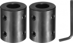 sourcing map 2 St&uuml;ck Wellenkupplung, 1,9 cm Bohrung 3,8 cm Au&szlig;endurchmesser, 5,1 cm L&auml;nge, schwarzer, oxidierter Stahl, starre Kupplung mit Sechskantschl&uuml;ssel f&uuml;r 3D-Drucker, Motorrad (4 Schrauben pro