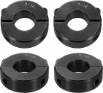 QUARKZMAN Pack of 4 Double Split Shaft Collars for 9/16 Inch Shaft, Two Piece Clamping Collar, 1-1/4 Inch Outer Diameter, 7/16 Inch Width, Black Oxide Steel Lock Collar Clamp, Set Screw Style