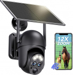 NUASI 4G LTE Surveillance Camera Solar with SIM Card, 2K Outdoor Camera with Solar Panel Wireless PTZ Without WLAN Battery PIR Motion Sensor