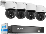 ZOSI 4K 8CH 2TB valvekaamera PoE (laiendatav kuni 16CH) Dome kaamera IP 8MP Outdoor 360&deg; vaade Inimese s&otilde;iduki n&auml;o tuvastamine kahesuunaline heli h&auml;iresignaal Sireen