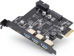 PCIe to USB 3.2 Gen 2 kaart 20 Gbps, 5 USB pesa (3 Type A, 2 Type C) PCI-E laienduskaart Linux ja OS X arvutitele