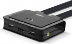 LINDY 42347 2-portiline HDMI 18G, USB Type C, USB 2.0 ja helikaabel KVM l&uuml;liti