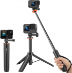 51 cm Selfie Stick Statiiv Action Cam'ile, &uuml;hildub GoPro Hero 13/12/11/10/9/Max2, DJI Pocket 3, Action 6/5 Pro/4, AKASO EK7000, 2-in-1 lauastatiiv/mini-varras/toestus/asendaja/lisavarustus.