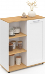 IDMarket - Vito Sideboard, 70 cm, 3 Shelves, White Cabinet and Wooden Top
