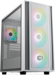 Cooler Master MasterBox 600 - E-ATX Airflow Case Back Connect MB ja 420mm radiaatoriga, 3 x 140mm & 1 x 120mm ARGB PWM ventilaator eelpaigaldatud, karastatud klaasist sein, USB 3.2 Gen 2x2 Type-C - Valge