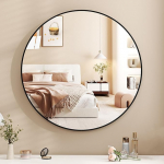 &Uuml;mmargune vannitoa peegel, lihtne seinapeegel, metallist raamiga seinale paigaldatav riietuspeegel, suur peegel meikimiseks vannitoa elutuppa (must raam, kuldne raam, h&otilde;bedane raam)