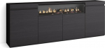 Skraut Home Sideboard, Highboard, kapp, Comode kapp, 200 x 75 x 35 cm, 4 ust, elektriline kamin, m&otilde;&otilde;tmed: Skraut Home Sideboard, Highboard, kapp, Comode kapp, 200 x 75 x 35 cm, 4 ust, elektriline kamin, m&otilde;&otilde;tmed: Skraut Home: Moodne stiil, must