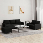 ZEYUAN 3-TLG. Sofagarnitur mit Kissen Schwarz Stoff, Diivanid ja diivanid, Diivan Wohnzimmer, Diivan F&uuml;r Jugendzimmer, Relaxsofa, Diivan F&uuml;r Schlafzimmer, Polstersofa - 3201472