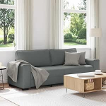 3-Sitzer Diivan Dunkelgrau 221x77x82 cm Gepolstertes Couchm&ouml;bel aus Polyester Holz-Metall-Gestell Bequeme Schlafcouch f&uuml;r das Moderne Living Room B&uuml;ro G&auml;stezimmer