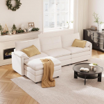 FLEXISPOT 4-kohaline diivan L-kujuline nurgadiivan koos tugitooli ja hoiuruumiga, modulaarne diivan ruumi s&auml;&auml;stev elutuppa, valge